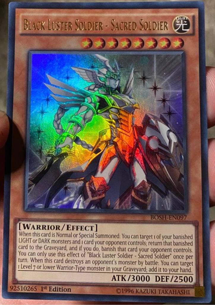 Yu-Gi-Oh! Black Luster Soldier - Sacred Soldier BOSH 1st Ed, Hobby en Vrije tijd, Verzamelkaartspellen | Yu-gi-Oh!, Ophalen of Verzenden