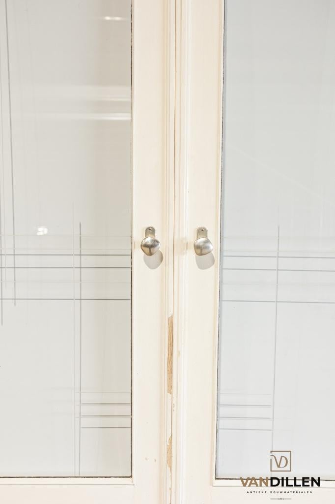 Mooie set oude ensuite schuifdeuren met geslepen glas, Doe-het-zelf en Verbouw, Deuren en Horren, 120 cm of meer, Binnendeur, Ophalen of Verzenden