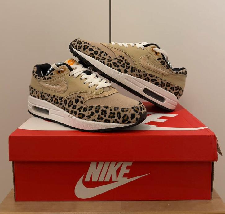 Nike Air Max 1 Leopard (womans), Kleding | Heren, Schoenen, Zo goed als nieuw, Sportschoenen, Bruin, Ophalen of Verzenden