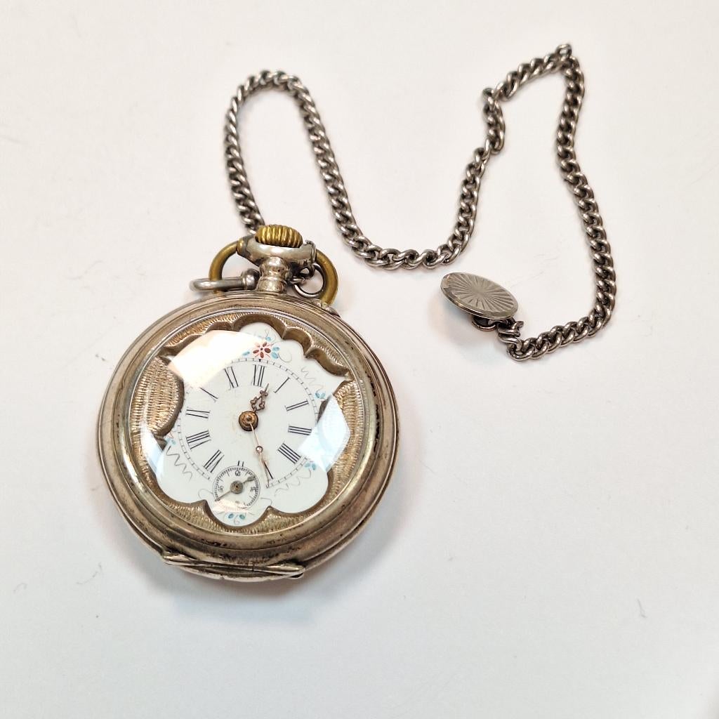 Vintage zakhorloge, Sieraden, Tassen en Uiterlijk, Horloges | Antiek, Overige merken, Zakhorloge, Ophalen of Verzenden, Met ketting