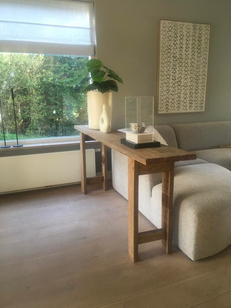 Handgemaakte eiken side-table, Huis en Inrichting, Ophalen, Eikenhout, 150 tot 200 cm, Landelijk