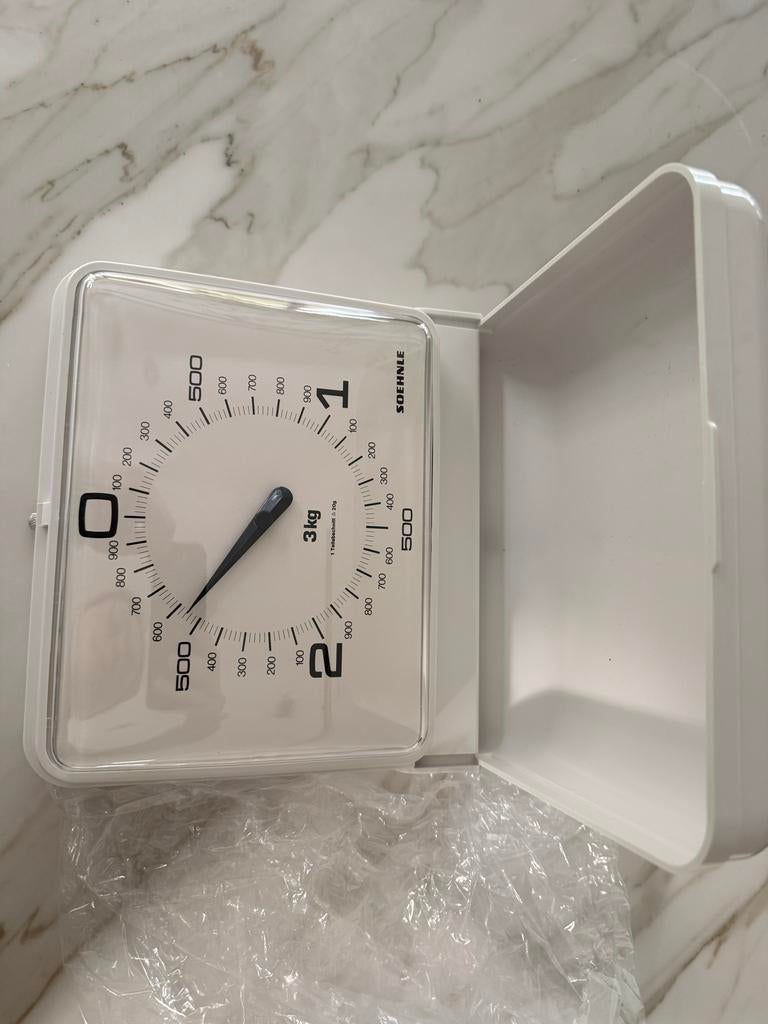 Nieuwe vintage witte Soehnle muur keukenweegschaal, Minder dan 10 kg, Keukenweegschaal, Verzenden, Nieuw