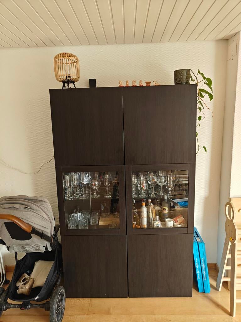 IKEA BESTA Opbergcombinatie met glazen deuren, Huis en Inrichting, Ophalen, Met deur(en), 100 tot 150 cm, Modern, Scandinavisch