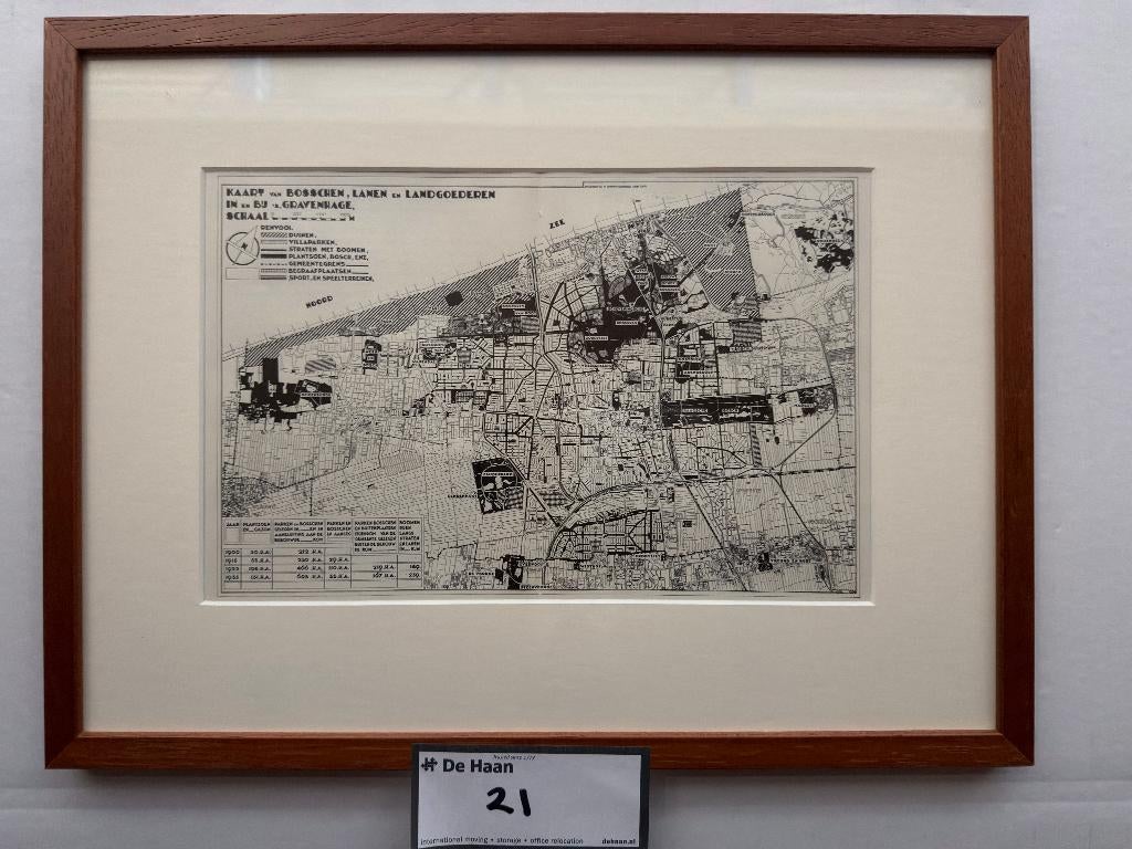 Kaart met bossen, lanen en landgoederen van Den Haag, Boeken, Atlassen en Landkaarten, Ophalen, 1800 tot 2000, Nederland, Landkaart