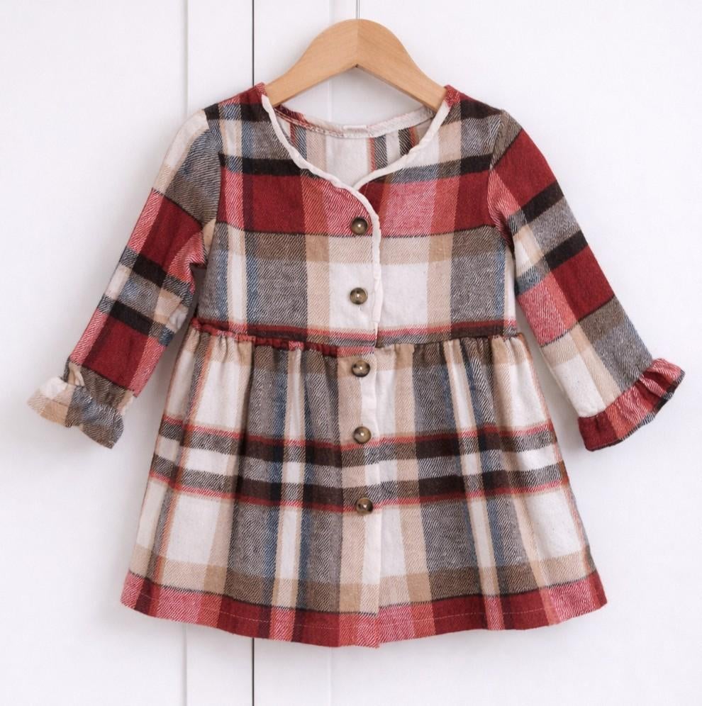Jurk met ruitmotief en knoopsluiting - Maat 86, Kinderen en Baby's, Babykleding | Maat 86, Ophalen of Verzenden, Zo goed als nieuw