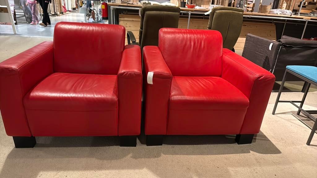 2 leren fauteuils, Gebruikt, Eenpersoons, ., Ophalen of Verzenden