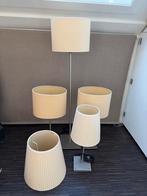 Set van 5 schemerlampen, 3 met blokmotief, 2 met plissé, Ophalen of Verzenden, Gebruikt, Metaal, 100 tot 150 cm