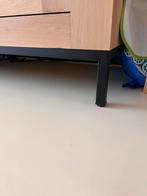 Massief Eikenhouten dressoir met zwart metalen onderstel, Ophalen, 150 tot 200 cm, Zo goed als nieuw, Met lade(s)