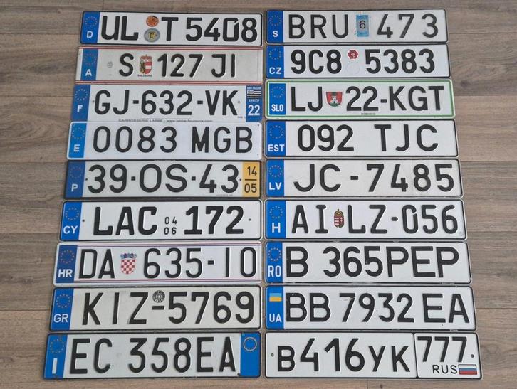 Nummerborden nummerplaten kentekenplaten license plates, Verzamelen, Overige Verzamelen, Gebruikt, Ophalen of Verzenden