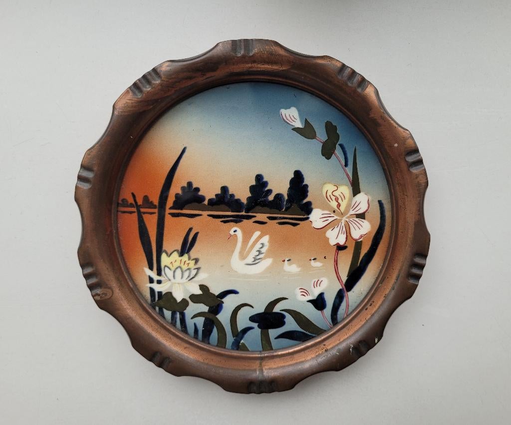 Art Nouveau Onderzetter Koper Rand 11cm, Antiek en Kunst, Antiek | Keramiek en Aardewerk, Ophalen of Verzenden