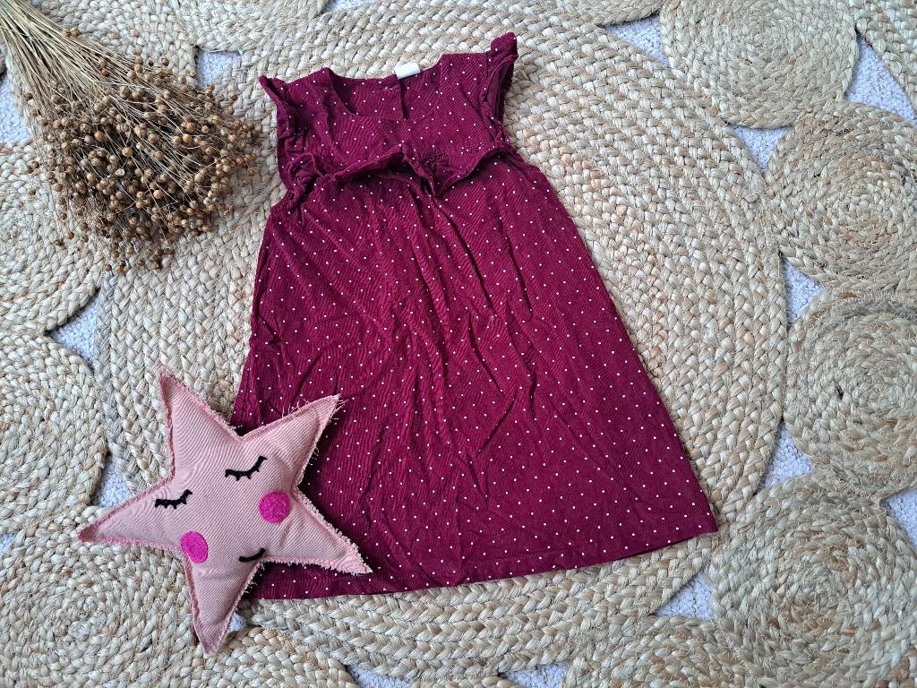 Bordeauxrood jurkje met stippen maat 92, Kinderen en Baby's, Kinderkleding | Maat 92, Ophalen of Verzenden, Zo goed als nieuw