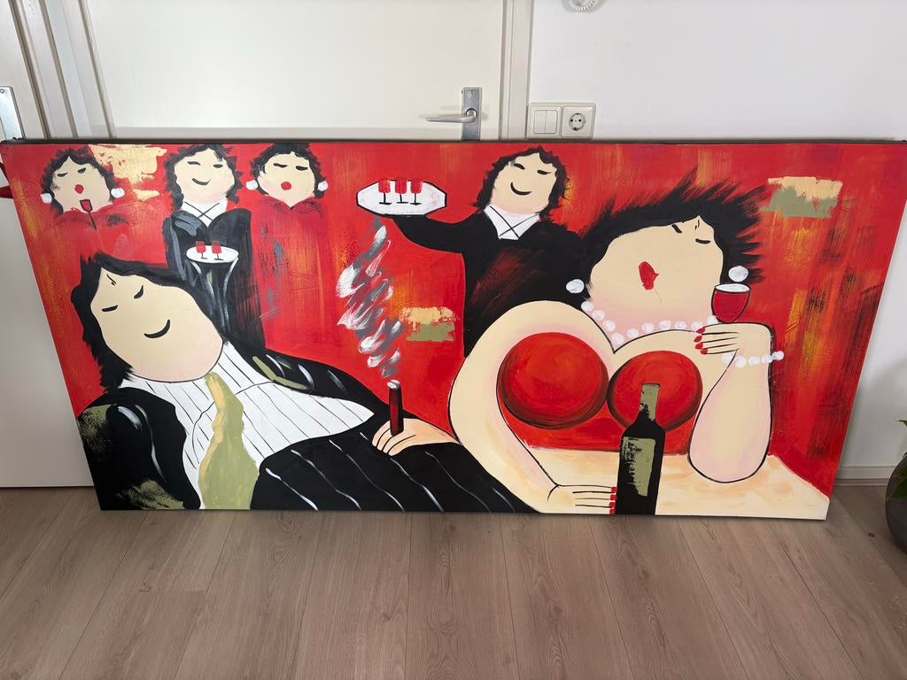 Groot Schilderij 'Dikke Dames' - 100x200cm, Ophalen