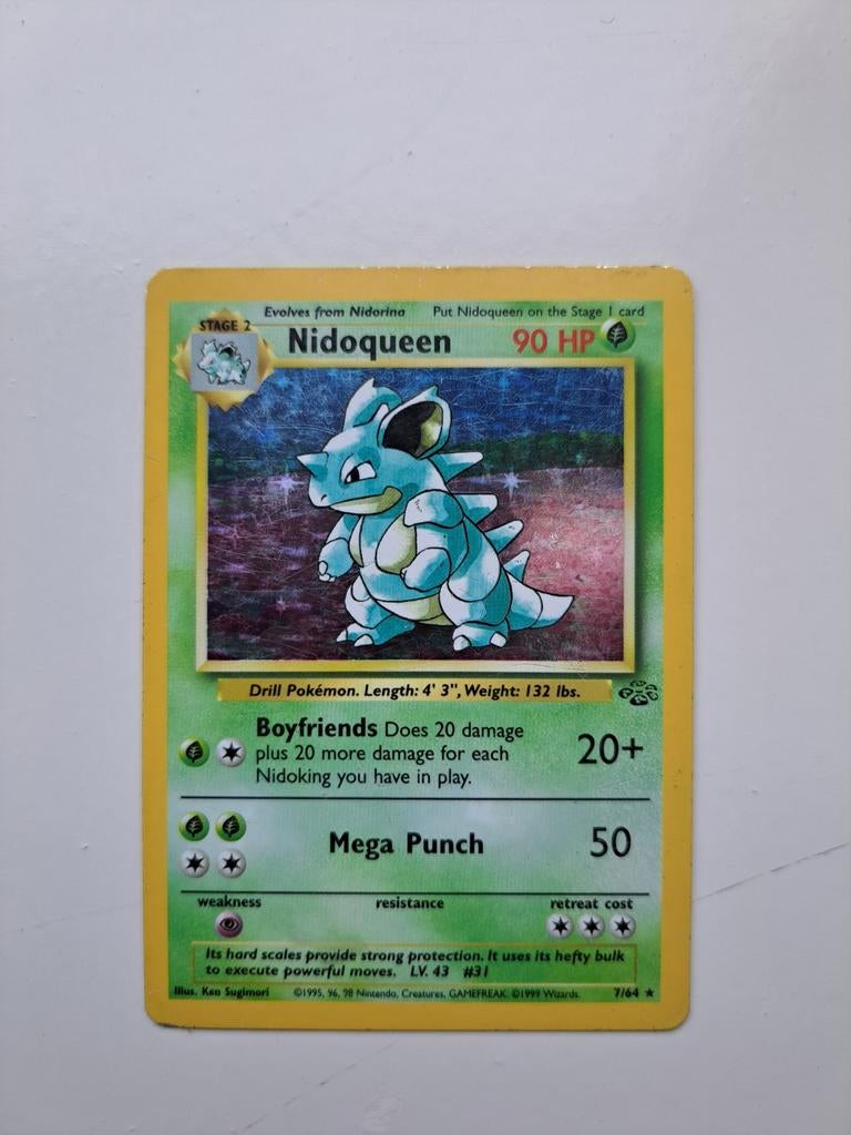 Nidoqueen Jungle Holo 7/64 Pokémon Kaart, Ophalen of Verzenden, Gebruikt, Losse kaart, Foil