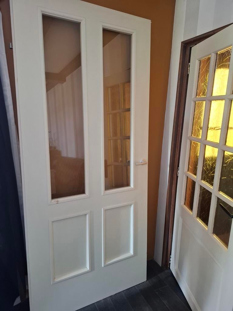 Opdekdeur wit, Ophalen, Gebruikt, Binnendeur, Glas