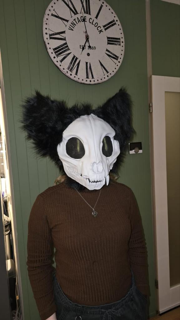Skullcat Fursuit Hoofd - Niet Gevoerd, Hobby en Vrije tijd, Kostuums, Theaterbenodigdheden en LARP, Ophalen of Verzenden, Gebruikt