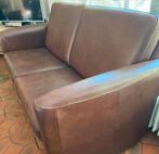 Leren bankstel: 2,5-zits bank + 2 fauteuils (ZGAN), Ophalen, Zo goed als nieuw, Rechte bank, Leer