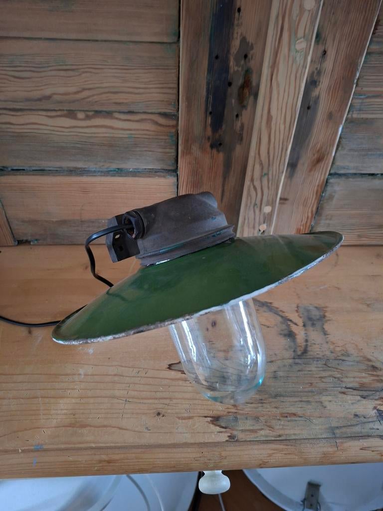 Groen geëmailleerde stallamp, Ophalen of Verzenden