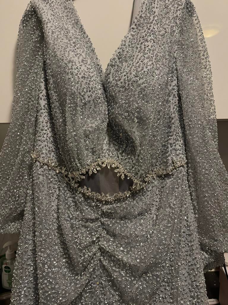 Glitter jurk maat M, Ophalen of Verzenden, Zo goed als nieuw, Maat 38/40 (M), Zwart