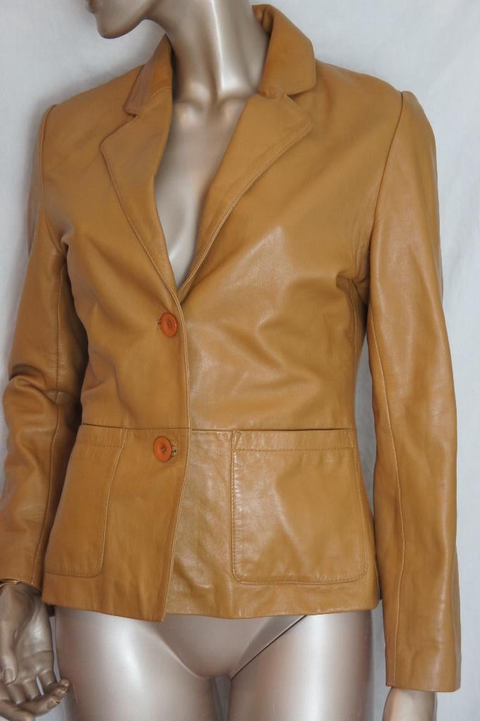 CK COLLECTION leren jasje maat 36, Verzenden, Zo goed als nieuw, Maat 36 (S), Bruin