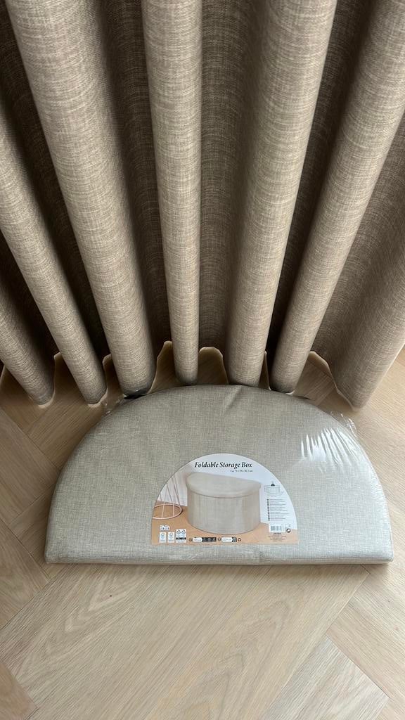 Nieuwe beige Opbergbox / opbergdoos / poef van Action, 40 tot 60 cm, Opvouwbaar, 50 tot 75 cm, Bak of Kist