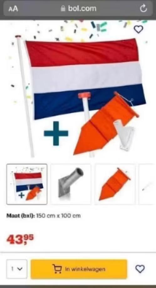 ZGAN! Vlaggenmast 2 meter met houder,vlag en wimpel €13,99, Diversen, Vlaggen en Wimpels, Zo goed als nieuw, Ophalen of Verzenden