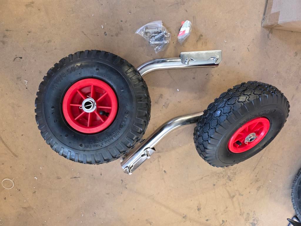 Opvouwbare trailerwielen voor rubberboot of dinghy, Watersport en Boten, Ophalen of Verzenden, Gebruikt, Overige typen