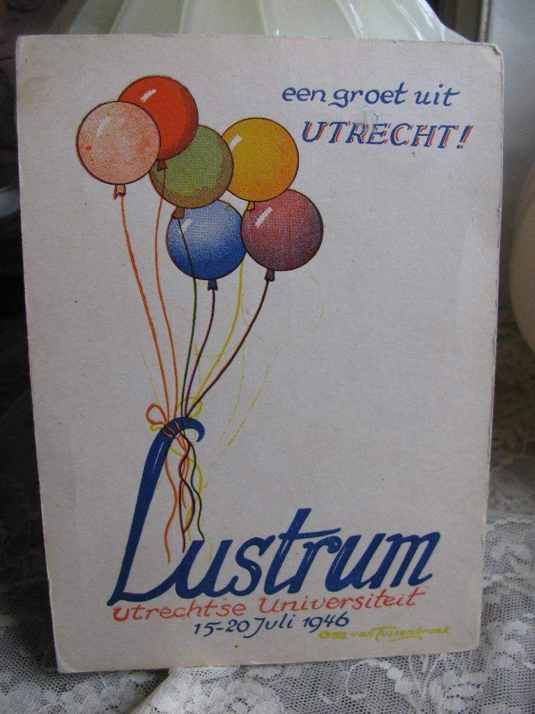 Oude Gesign Lustrum Kaart uit 1946 - Universiteit Utrecht, Verzamelen, Ansichtkaarten | Themakaarten, Verzenden, 1940 tot 1960