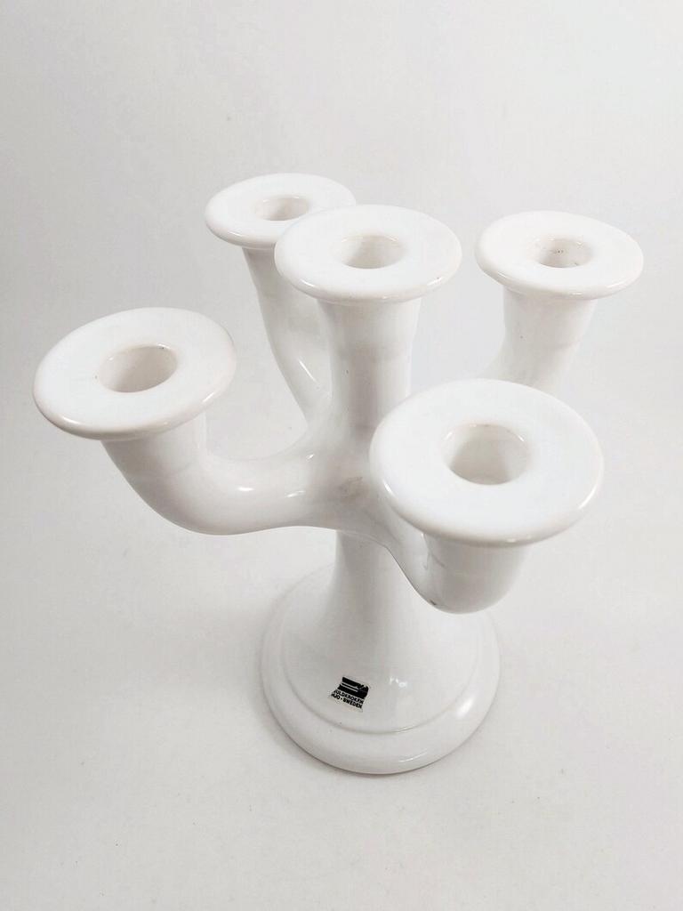 Guldkroken Hjo kandelaar, wit keramiek, 5-armig, Ophalen of Verzenden, Keramiek of Aardewerk