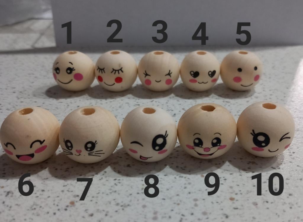 Leuke houten gezicht kralen, Hobby en Vrije tijd, Kralen en Sieraden maken, Ophalen of Verzenden, Nieuw, Kraal