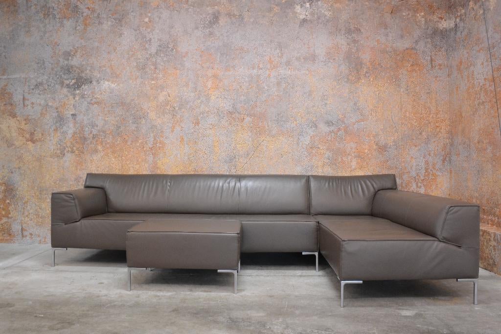 ZGANieuw! grote bruine leren Design on Stock Bloq hoekbank