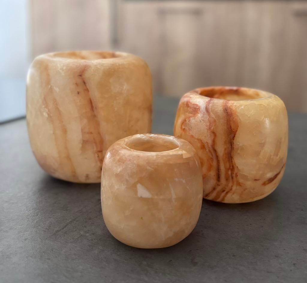 Aanbieding alabaster set 3 stuks, Ophalen of Verzenden, Nieuw, Overige materialen, Minder dan 25 cm