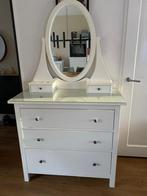 Witte kaptafel IKEA met glazen bovenblad, Ophalen, Zo goed als nieuw, 100 tot 150 cm, Minder dan 100 cm