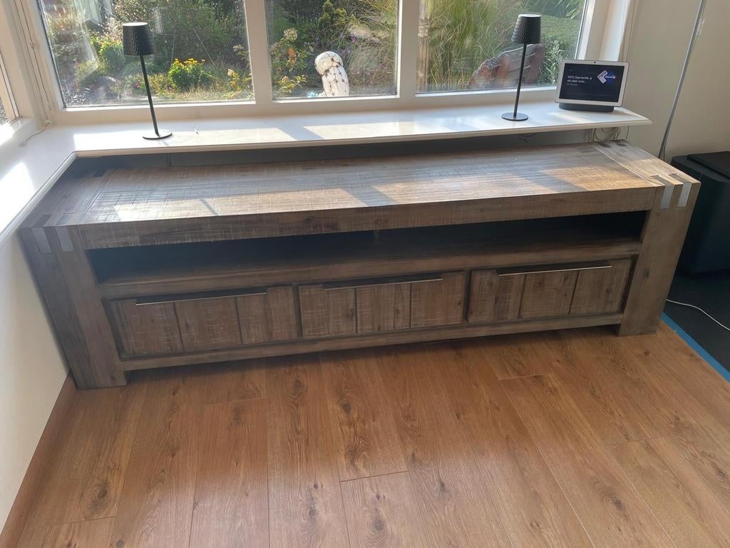 Pronto tv meubel "Bassano" acacia hout, Ophalen, Zo goed als nieuw, 25 tot 50 cm, Minder dan 100 cm
