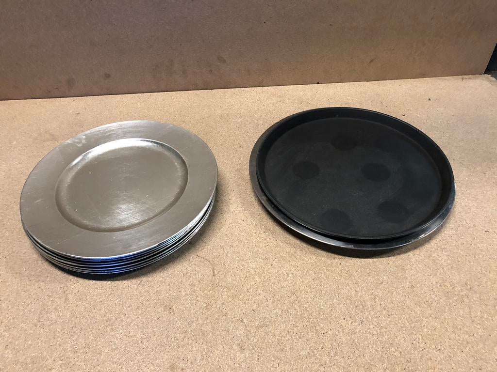 Mooie onderzet / dienbladen zilver plastic, Ophalen of Verzenden, Gebruikt, Rond, Kunststof