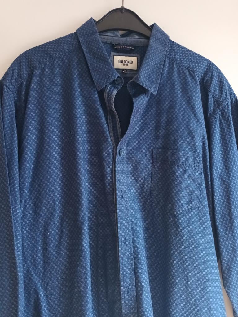 Herenoverhemd lange mouw XXL, Kleding | Heren, Ophalen of Verzenden, Zo goed als nieuw, Blauw, Overige halswijdtes