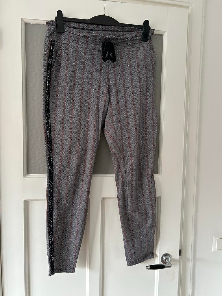 Studio Anneloes Broek - Grijs met Rode Streep (Maat L), Kleding | Dames, Broeken en Pantalons, Maat 42/44 (L), Ophalen of Verzenden