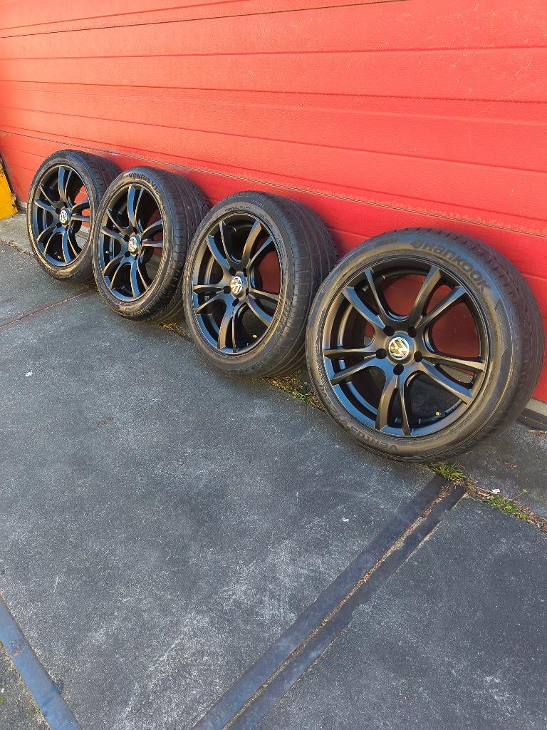 Vw velgen 17 inch banden 5x112 golf 7 r line gti caddy audi, Ophalen, Gebruikt, Banden en Velgen, 17 inch