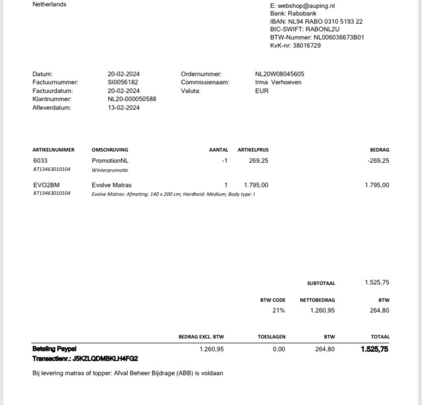 Auping matras met ikea bed + lades 140x200, Huis en Inrichting, Ophalen, Zo goed als nieuw, Tweepersoons, 140 cm