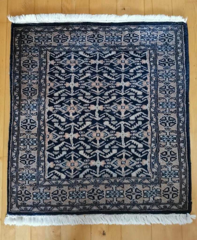 Perzisch handgeknoopt tapijt 95x 82cm, Gebruikt, 50 tot 100 cm, Blauw, 50 tot 100 cm