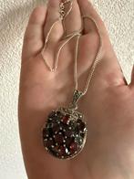 S262/Vintage/Antieke 925  GRANAAT-MARCASIET ketting, Gebruikt, Verzenden, X, Zilver