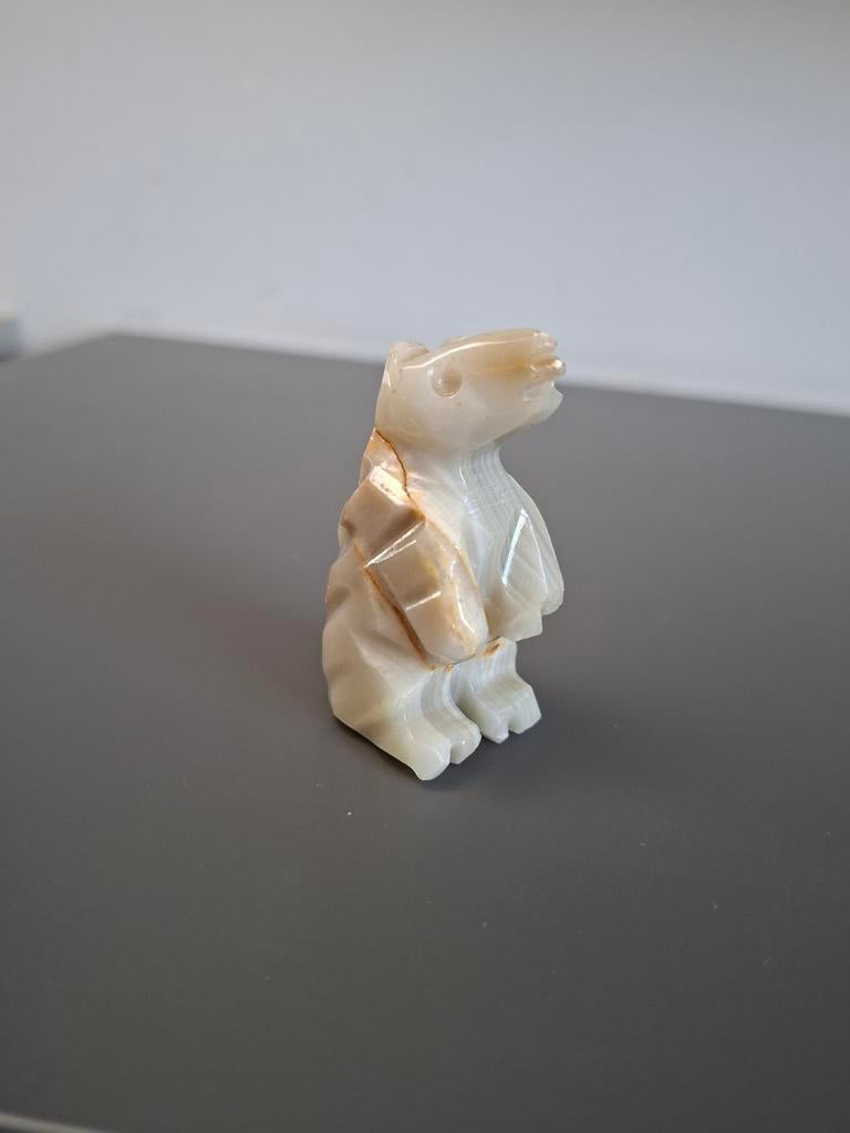 Onyx Beeldje Beer - Handgesneden Decoratie, Ophalen of Verzenden, Zo goed als nieuw, Dier