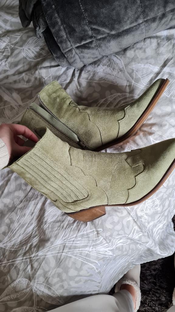 Cowboy punt laarzen, Lage of Enkellaarzen, Nieuw, Ophalen of Verzenden, Groen