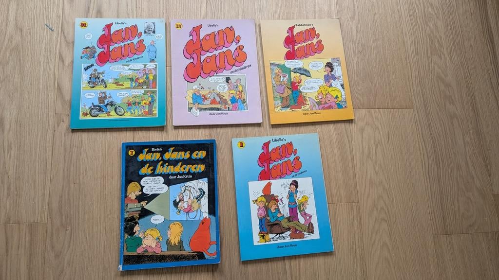 5 Jan Jans en de kinderen stripboeken nr 1, 7,17,21, Boeken, Meerdere stripboeken, Ophalen of Verzenden, Gelezen