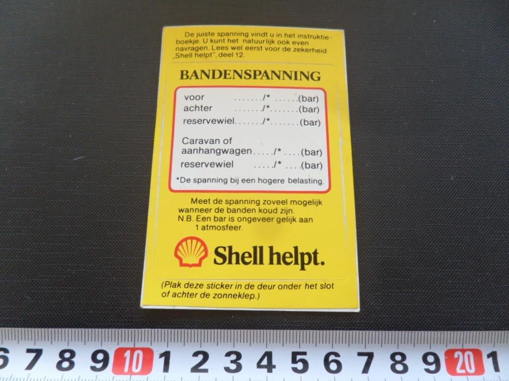sticker SHELL helpt - bandenspanning, Verzamelen, Stickers, Ophalen, Zo goed als nieuw