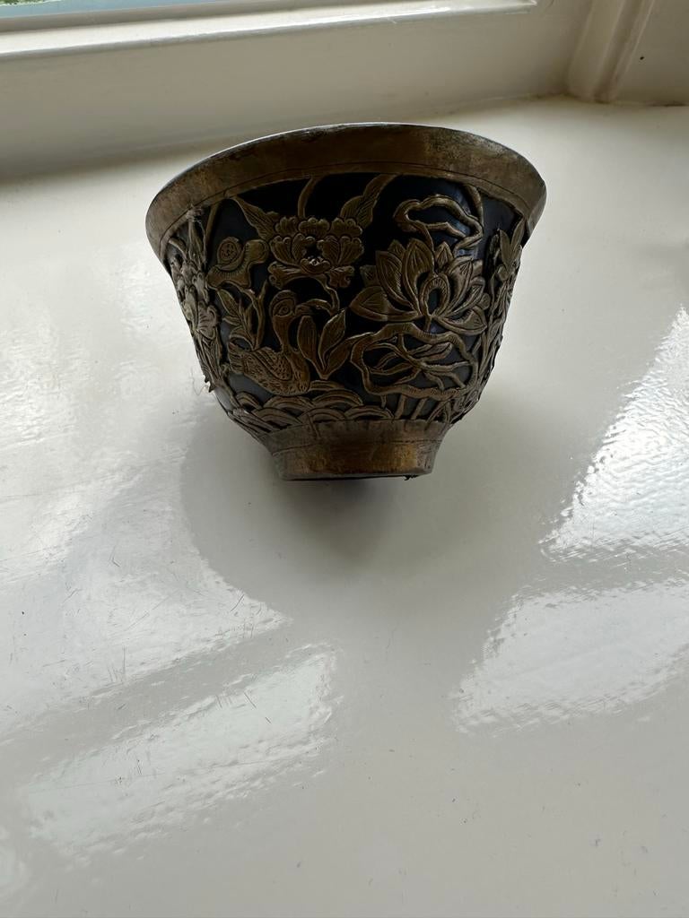 Chinees bronzen kom met porseleinen binnenkant, Antiek en Kunst, Ophalen