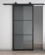 industriële stalen schuifdeur met glasvlakken, Doe-het-zelf en Verbouw, Deuren en Horren, Ophalen, Gebruikt, 80 tot 100 cm, Binnendeur