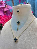 14k Gouden Zwarte Klaver Set, Nieuw, Verstelbaar, Ophalen of Verzenden, Goud