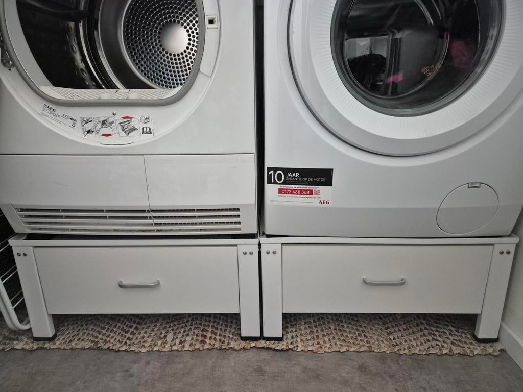 Twee IKEA wasmachine/droger verhogers met lade, Ophalen, Gebruikt