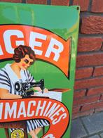 Emaille reclamebord singer, Ophalen of Verzenden, Gebruikt, Reclamebord