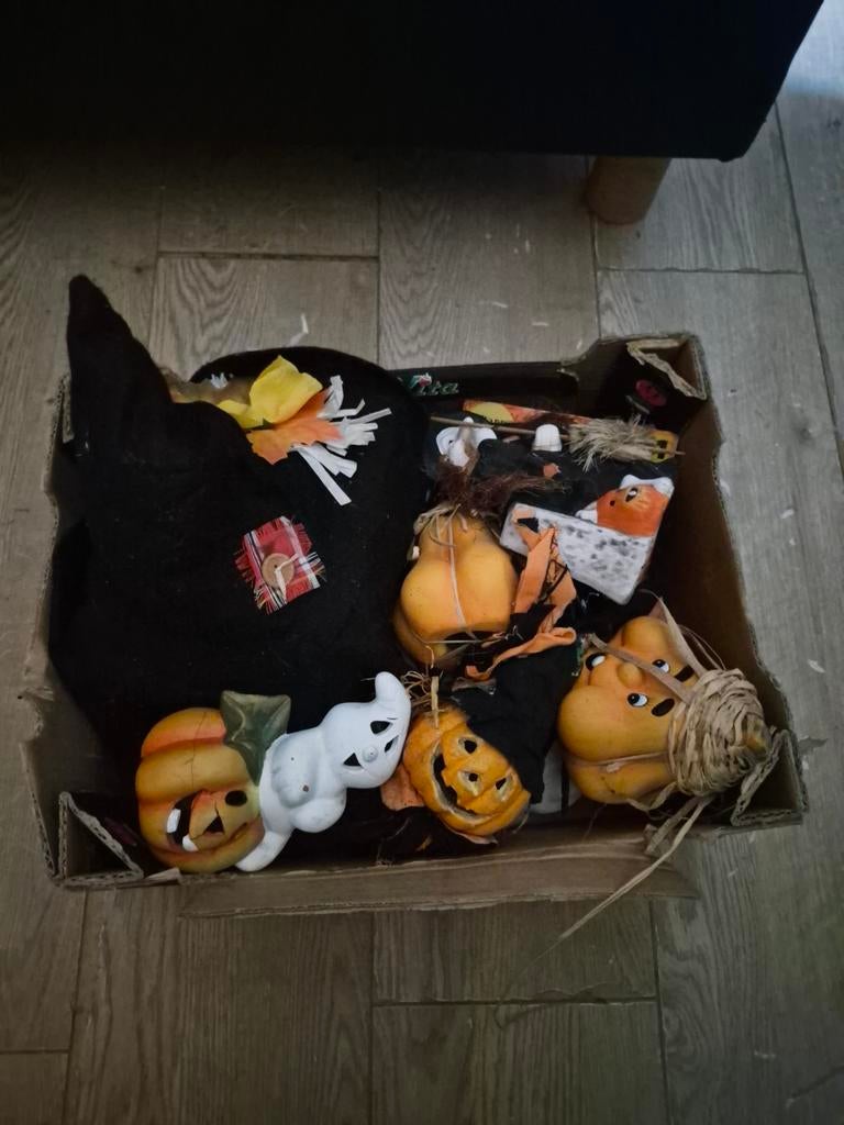 Halloween doos vol met halloween decoratie, Ophalen of Verzenden, Gebruikt, Versiering, Halloween of Griezel